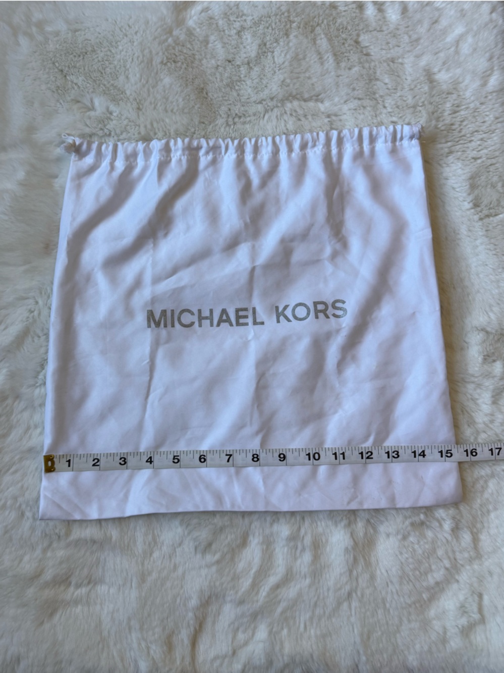 Michael Kors White Drawstring Dust Bag with Silver Logo